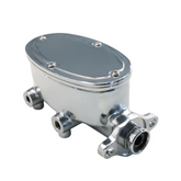 Universal Cast Aluminum Oval Tandem Master Cylinder 1" Bore, 9/16" & 1/2" Ports on Left Side