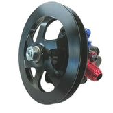 Cast Iron Power Steering Pump with 6" Aluminum V-Belt Pulley, Black