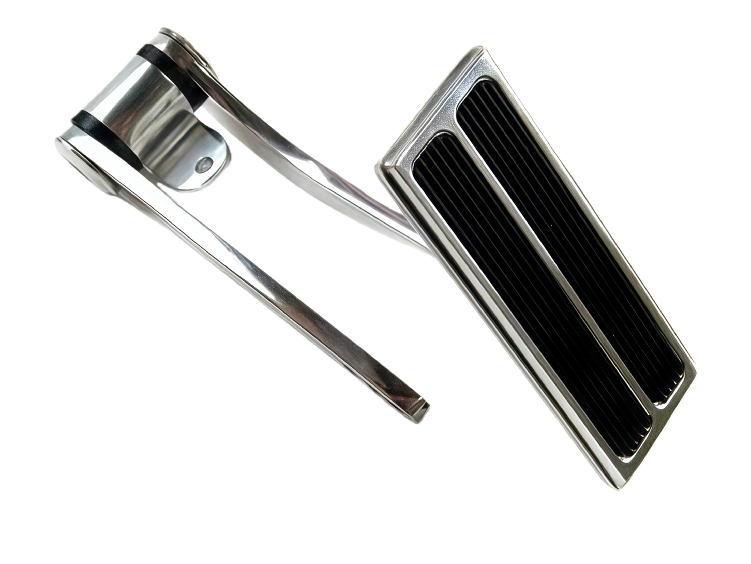 Aluminum Gas Pedal Pad w/ Steel Arm 2 Rubber Inserts, Polished
