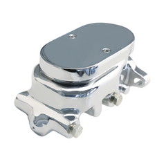 GM Universal Cast Aluminum Master Cylinder 1-1/8" Bore; 9/16" & 1/2" Ports on Left Side Chrome, Smooth Top