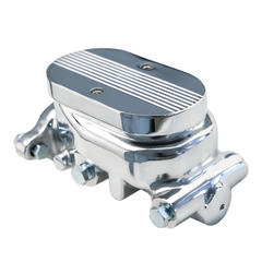 GM Universal Cast Aluminum Master Cylinder 1" Bore; 3/8" Ports on Both Sides Chrome, Finned Top