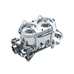 Universal Chrome 1-1/8'' Bore Dual Bail Master Cylinder w/Left Mount Proportioning Valve Kit, Disc/Disc