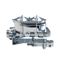 Universal Chrome 1-1/8'' Bore Dual Bail Master Cylinder w/Left Mount Proportioning Valve Kit, Disc/Disc