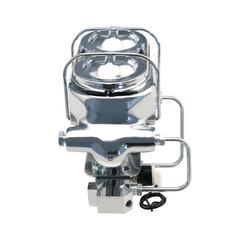 Universal Chrome 1-1/8'' Bore Dual Bail Master Cylinder w/Left Mount Proportioning Valve Kit, Disc/Disc