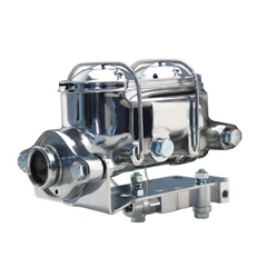 Universal Chrome 1-1/8'' Bore Dual Bail Master Cylinder w/Left Mount Proportioning Valve Kit, Disc/Disc