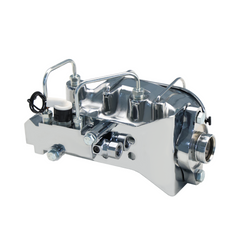 Universal Chrome 1-1/8'' Bore Dual Bail Master Cylinder w/Left Mount Proportioning Valve Kit, Disc/Disc
