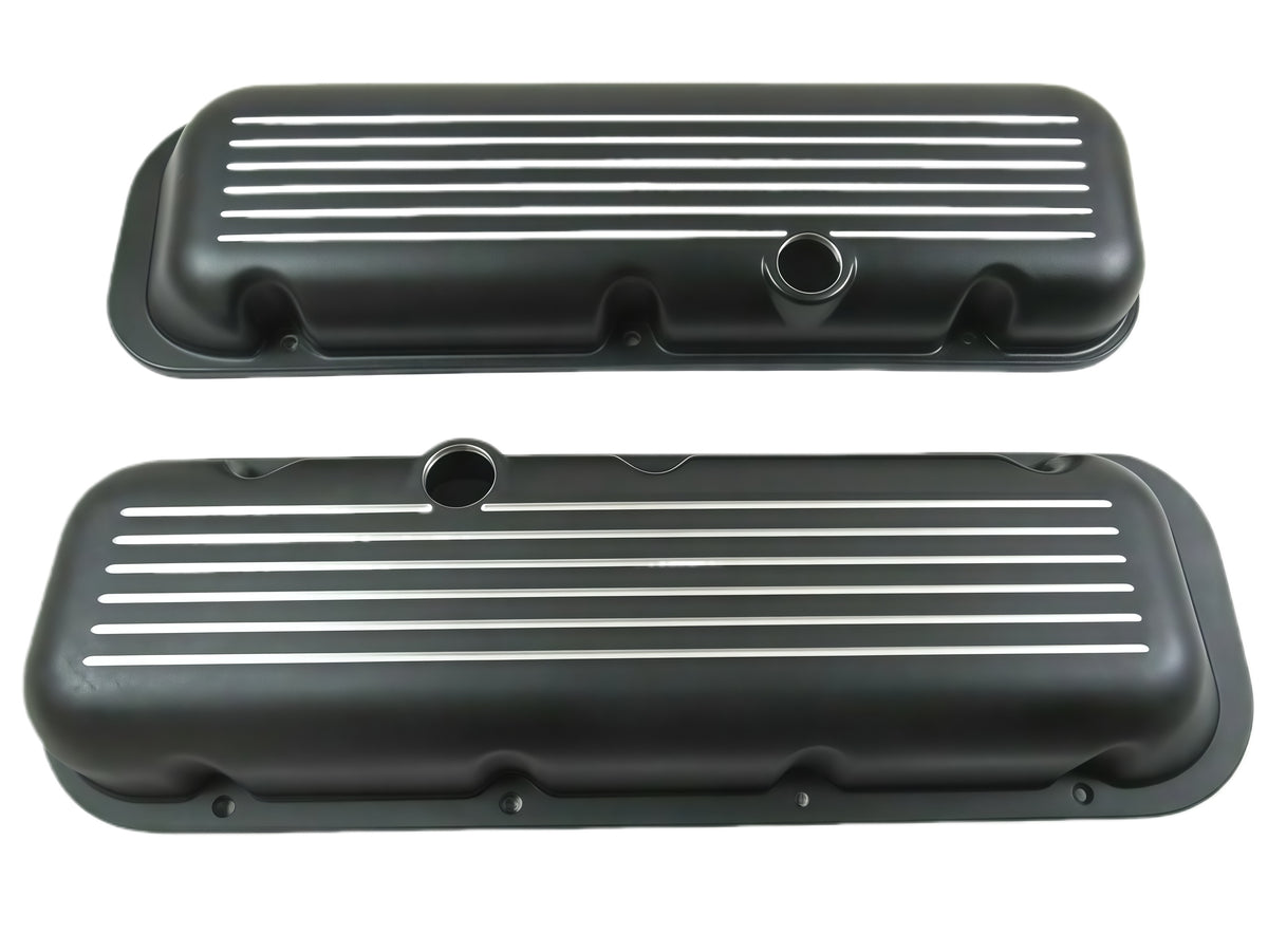 Tall/Short Aluminum Ball Milled Valve Cover 1965-95 BBC 396-502 w/ Hole