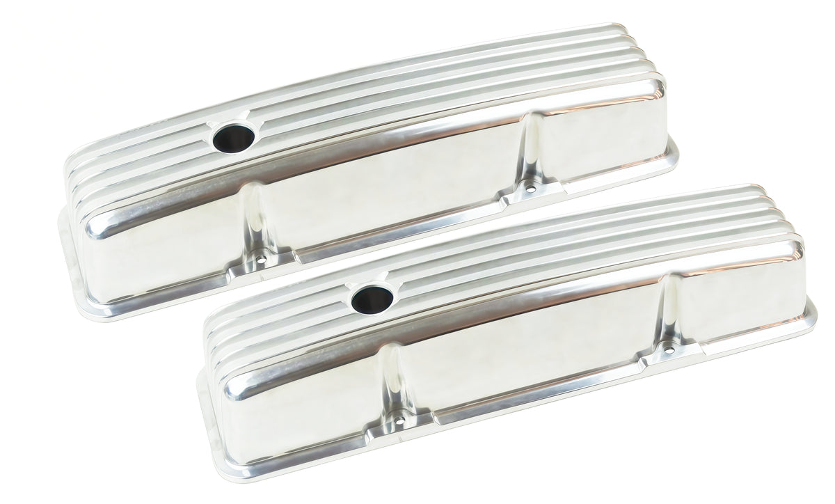 Tall Aluminum Finned Valve Covers for Pontiac w/ Hole
