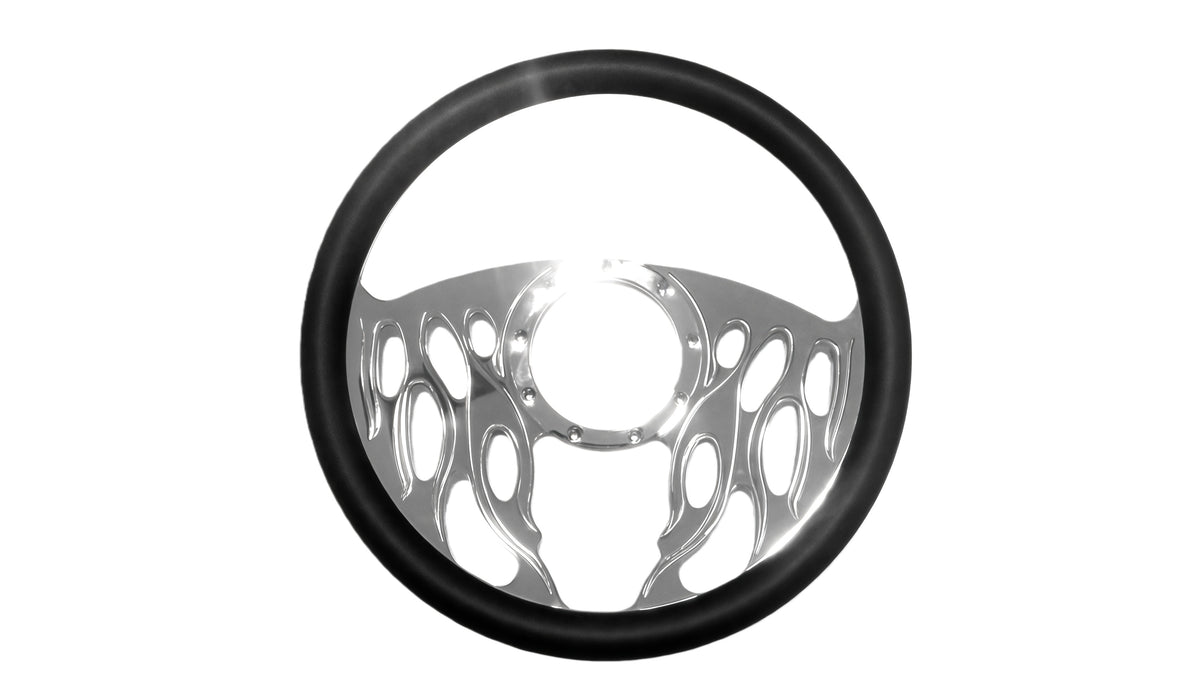 14＂ Half Aluminum with Leather Wrap/Full Aluminum Billet Steering Wheel，9 Hole，Style 02