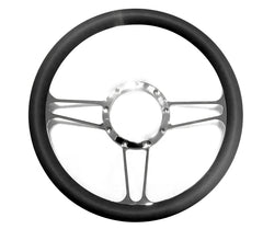 14＂ Half Aluminum with Leather Wrap/Full Aluminum Billet Steering Wheel，9 Hole，Style 25