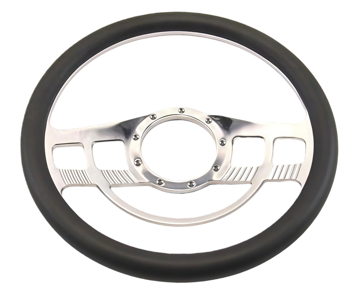 14＂ Half Aluminum with Leather Wrap/Full Aluminum Billet Steering Wheel，9 Hole，Style 31