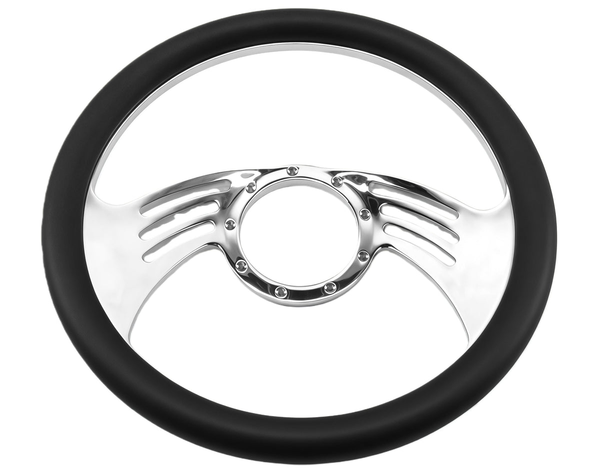 14＂ Half Aluminum with Leather Wrap/Full Aluminum Billet Steering Wheel，9 Hole，Style 27