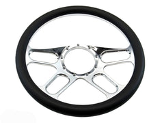 14＂ Half Aluminum with Leather Wrap/Full Aluminum Billet Steering Wheel，9 Hole，Style 11