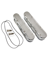 GM LS SBC Finned Cast Aluminum 2 PC Valve Covers w/ Coil Mounts & Cover