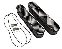 GM LS SBC Finned Cast Aluminum 2 PC Valve Covers w/ Coil Mounts & Cover