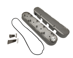 GM LS SBC Finned Cast Aluminum 2 PC Valve Covers w/ Coil Mounts & Cover