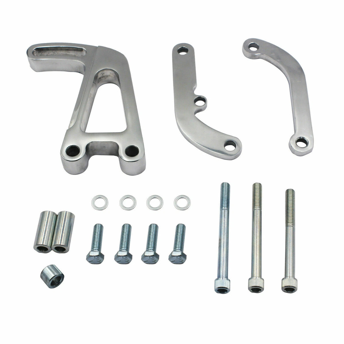 Aluminum Small Block Chevy 350 LWP Power Steering Bracket Kit， Polished