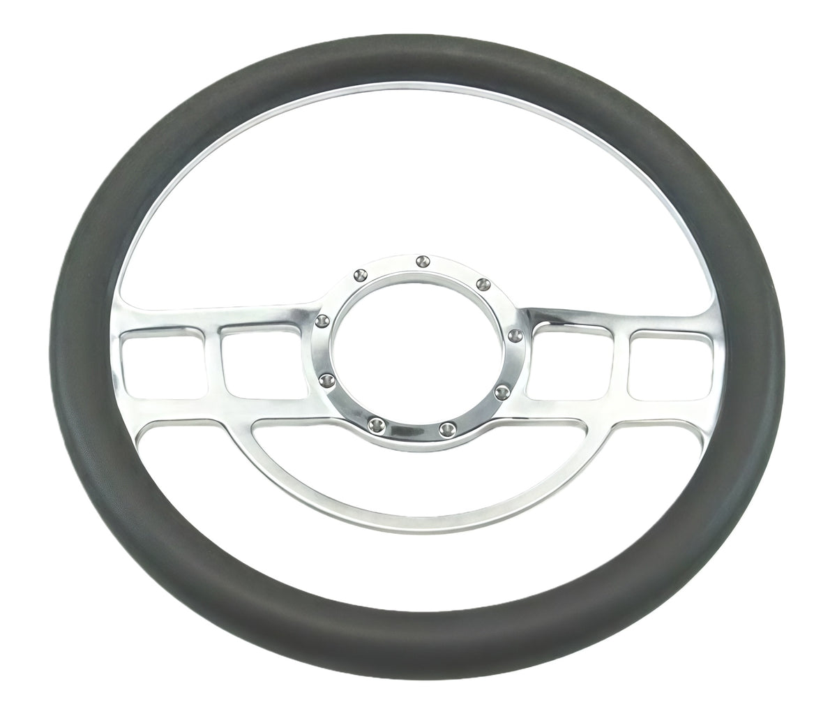 14＂ Half Aluminum with Leather Wrap/Full Aluminum Billet Steering Wheel，9 Hole，Style 28