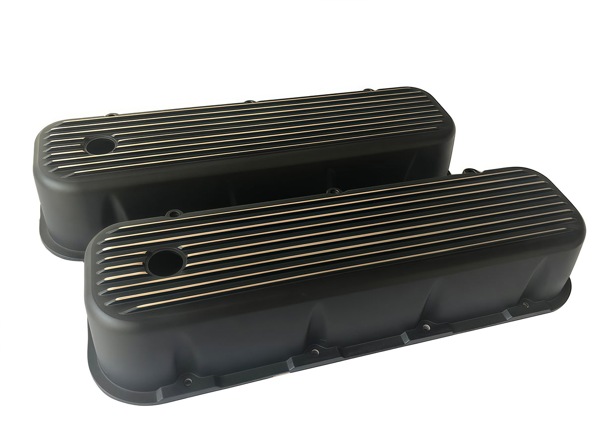 Tall Nostalgic Aluminum Top Finned Valve Cover 1965-95 BBC 396-502 With Hole/Without Hole