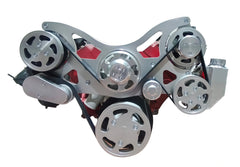 Small Block Chevy 283-400 Serpentine Front Drive Kit， w/ A/C Compressor， Water Pump， Alternator， Steering Pump