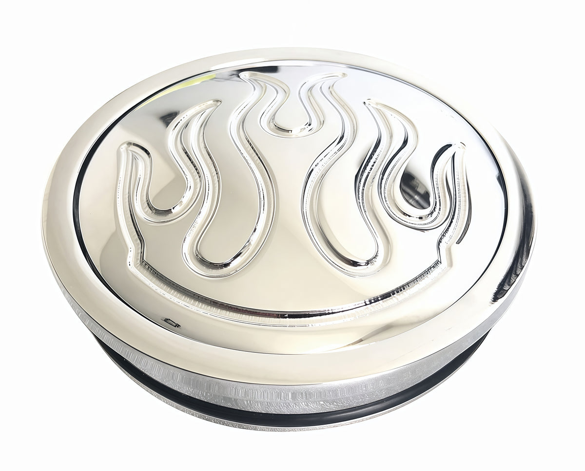 Chrome  Aluminum  Steering Wheel Horn Button Flamed