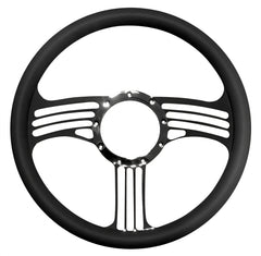 14＂ Half Aluminum with Leather Wrap/Full Aluminum Billet Steering Wheel，9 Hole，Style 23