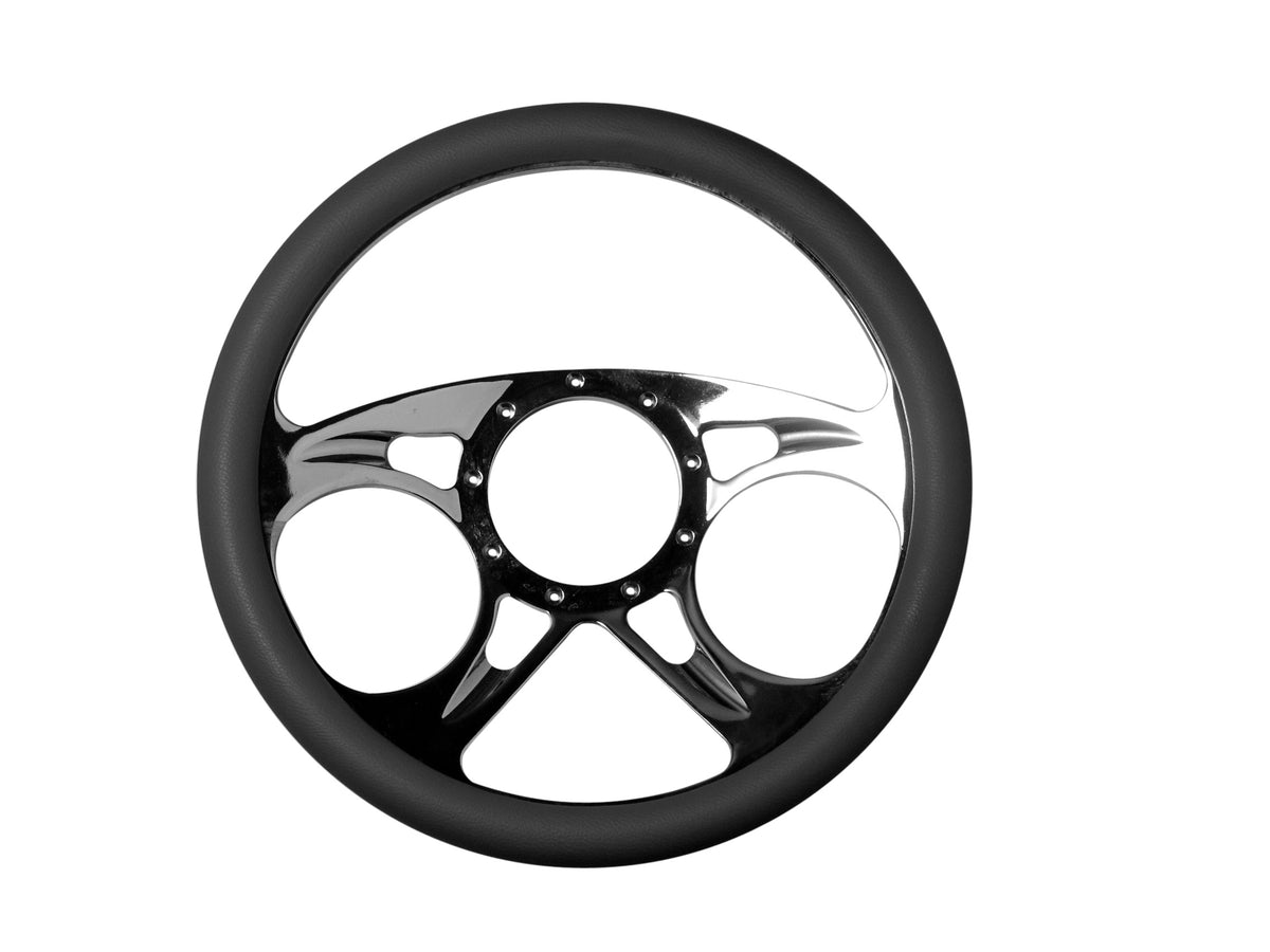 14＂ Half Aluminum with Leather Wrap/Full Aluminum Billet Steering Wheel，9 Hole，Style 06