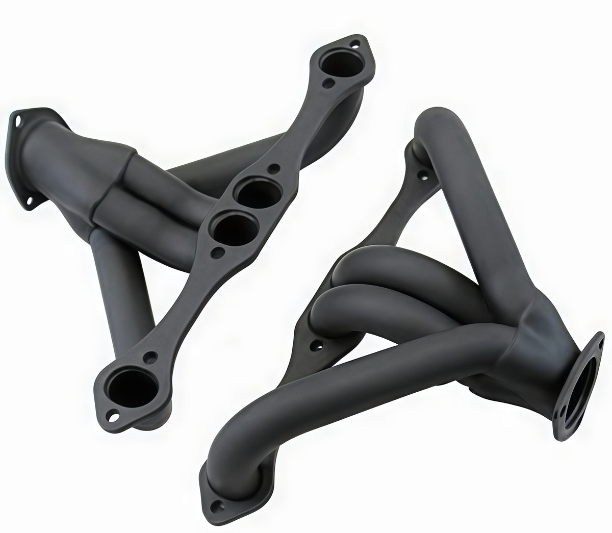 Universal Fit Small Block Chevy Hugger Tight-Fit Shorty Headers for Angle Plug Heads， Round Port
