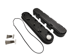 GM LS SBC Finned Cast Aluminum 2 PC Valve Covers w/ Coil Mounts & Cover