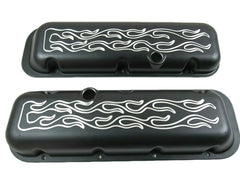 Tall/Short Aluminum Flame Valve Cover 1965-95 BBC 396-502 w/ Hole
