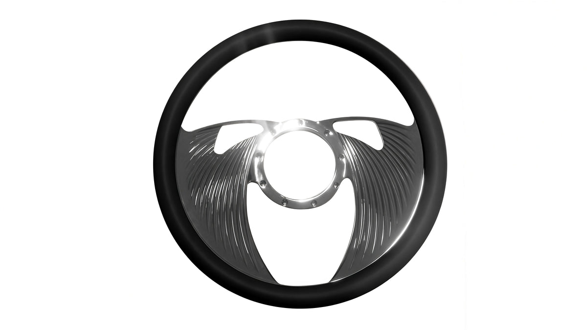 14＂ Half Aluminum with Leather Wrap/Full Aluminum Billet Steering Wheel，9 Hole，Style 05