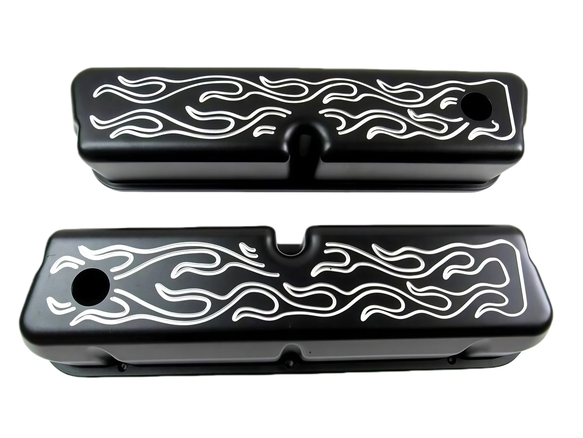 Tall Aluminum Flame Valve Covers 1962-85 Ford 289/302/351W/5.0L w/ Hole