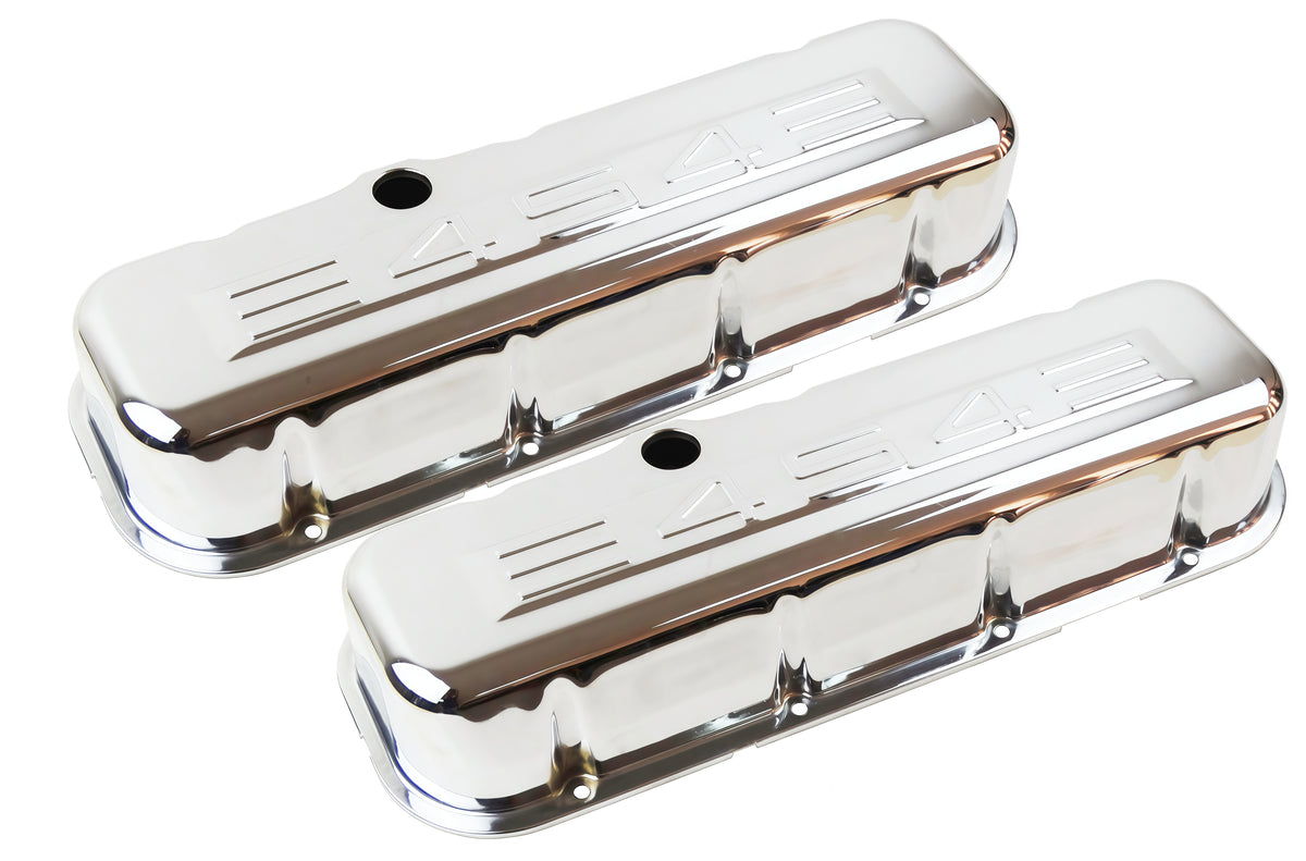 1965-95 Big Block Chevy 396-502 Tall/Short Steel Baffled ＂454＂ Logo Valve Cover， Chrome