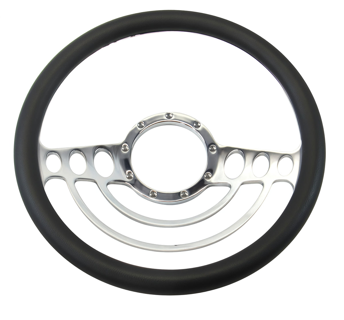 14＂ Half Aluminum with Leather Wrap/Full Aluminum Billet Steering Wheel，9 Hole，Style 30