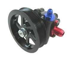 Cast Iron Power Steering Pump with 4.2＂ Aluminum Serpentine Pulley， Black