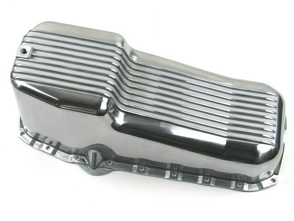 Cast Aluminum Finned Oil Pan 1980-1985 SBC 283-400 Dipstick on Passenger Side