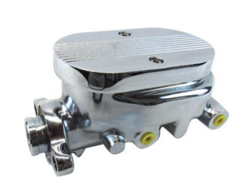 GM Universal Cast Aluminum Master Cylinder 1-1/8“ Bore; 9/16“ & 1/2“ Ports on Left Side Chrome Smooth Top