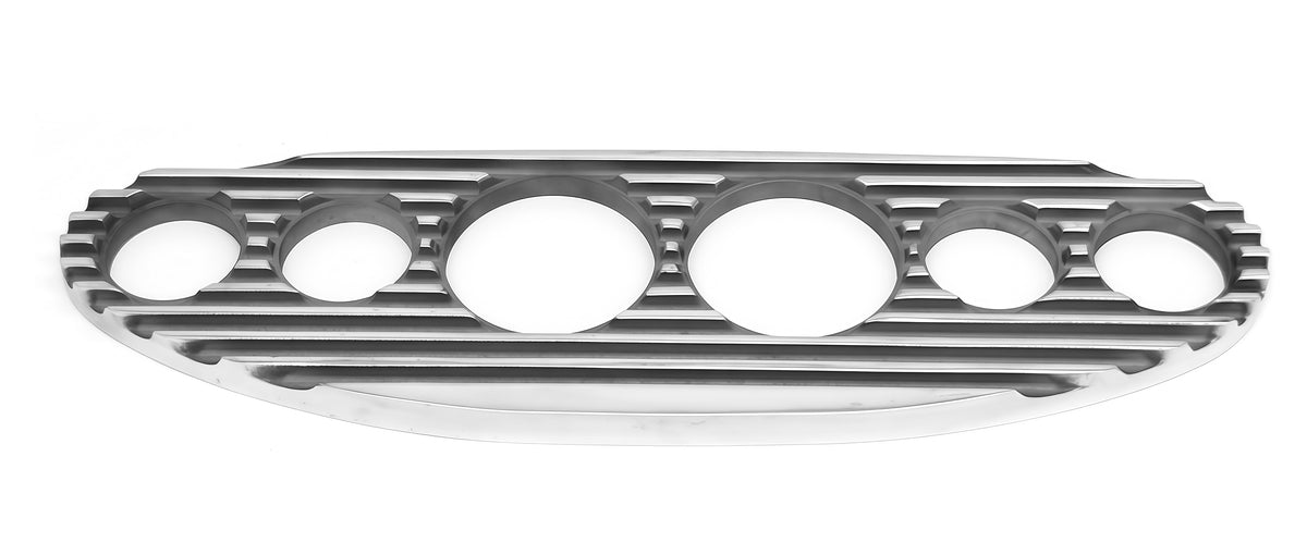 Aluminum Finned Gauge Panel Two 3-3/8“ Holes and Four 2-1/16“ Holes Polished