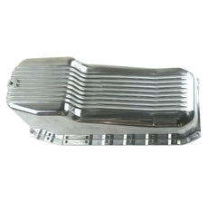 Cast Aluminum Stock Finned Oil Pan 1955-1979 SBC Chevrolet 283-400 Dipstick on Driver Side
