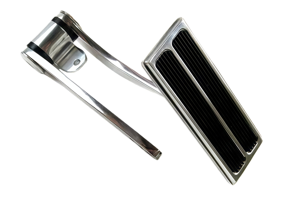 Aluminum Gas Pedal Pad w/ Steel Arm 2 Rubber Inserts， Polished