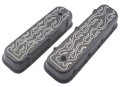 Tall/Short Aluminum Flame Valve Cover 1965-95 BBC 396-502 w/ Hole