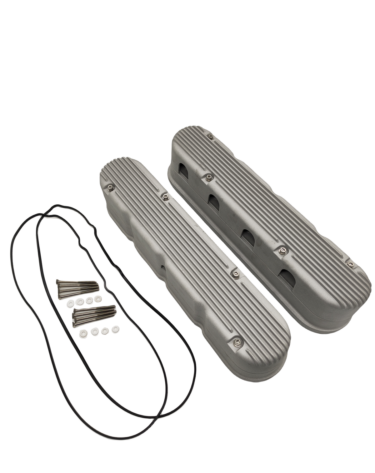 GM LS SBC Finned Cast Aluminum 2 PC Valve Covers w/ Coil Mounts & Cover