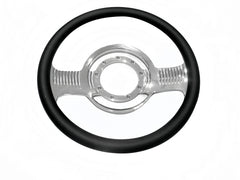 14＂ Half Aluminum with Leather Wrap/Full Aluminum Billet Steering Wheel，9 Hole，Style 12