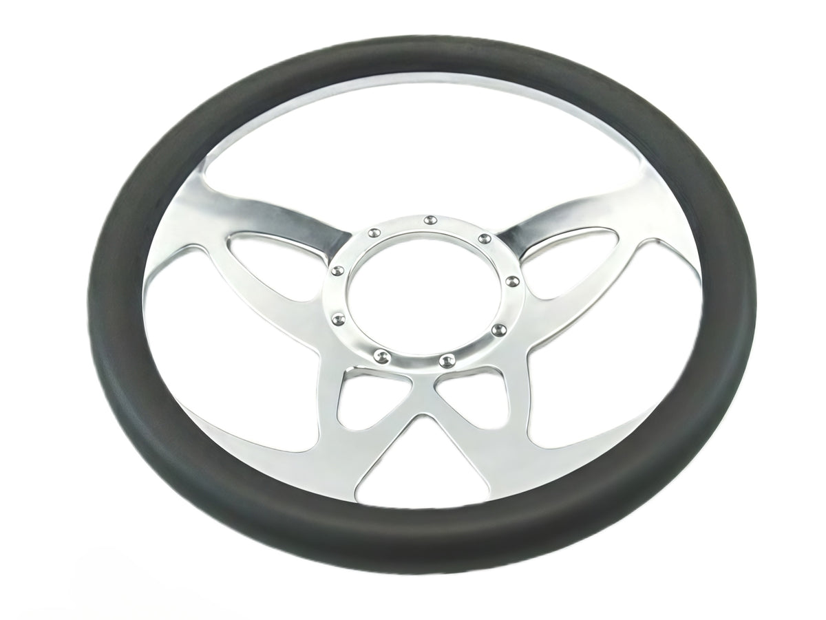 14＂ Half Aluminum with Leather Wrap/Full Aluminum Billet Steering Wheel，9 Hole，Style 10