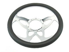 14＂ Half Aluminum with Leather Wrap/Full Aluminum Billet Steering Wheel，9 Hole，Style 10