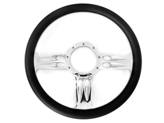 14＂ Half Aluminum with Leather Wrap/Full Aluminum Billet Steering Wheel，9 Hole，Style 21