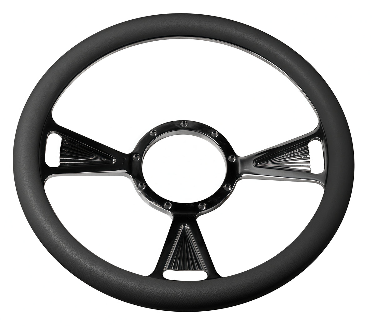 14＂ Half Aluminum with Leather Wrap/Full Aluminum Billet Steering Wheel，9 Hole，Style 07