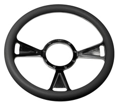 14＂ Half Aluminum with Leather Wrap/Full Aluminum Billet Steering Wheel，9 Hole，Style 07