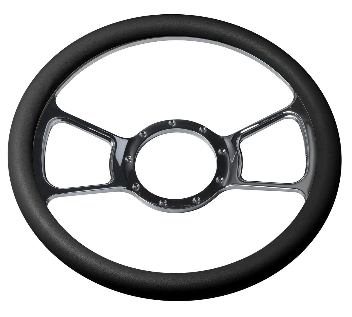 14＂ Half Aluminum with Leather Wrap/Full Aluminum Billet Steering Wheel，9 Hole，Style 22