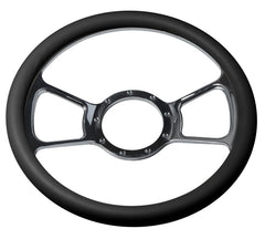 14＂ Half Aluminum with Leather Wrap/Full Aluminum Billet Steering Wheel，9 Hole，Style 22